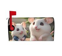 Dlxw Couvercle de boîte aux lettres magnétique étanche pour boîte aux lettres Motif rats Mère et enfant Bordure extérieure Standard