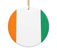 Dlxw Décorations de sapin de Noël rondes en céramique élégantes à suspendre pour hommes et femmes Souvenirs Drapeau de la Côte d'Ivoire