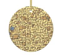 Dlxw Décorations de sapin de Noël rondes en céramique élégantes à suspendre pour hommes et femmes, souvenirs, labyrinthe au trésor