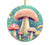 Dlxw Décorations de sapin de Noël rondes en céramique élégantes à suspendre pour hommes et femmes, souvenirs jolis petits champignons