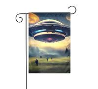 Dlxw Drapeau d'atterrissage OVNI de 30,48 x 45,72 cm double face pour créer une décoration de jardin romantique pour la maison et l'extérieur. Améliorez le goût de votre décoration de jardin à la