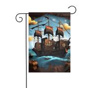 Dlxw Drapeau de bateau pirate de dessin animé de 30,48 x 45,72 cm double face pour créer une décoration de jardin romantique pour la maison et l'extérieur. Améliorez le goût de votre décoration de