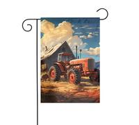 Dlxw Drapeau tracteur rouge de ferme 30,48 x 45,72 cm double face pour créer une décoration de jardin romantique pour la maison et l'extérieur. Améliorez le goût de votre décoration de jardin à la