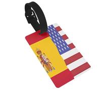 Dlxw Étiquettes de bagage en PVC pour sacs de voyage et étiquettes d'identification de bagages Essentiels de voyage Démarquez-vous lors de vos voyages Drapeau de l'Espagne américaine