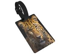 Dlxw Étiquettes de bagage en PVC pour sacs de voyage et étiquettes d'identification de bagages. Les essentiels de voyage se démarquent lors de vos voyages ! Le léopard aux yeux profonds