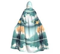 DLXW Fallen Leaves on a tranquil Lake Cape à capuche pour adulte - 100 % polyester, confortable et durable, parfaite pour Halloween, cosplay, fêtes costumées, performances sur scène