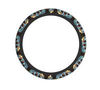 Dlxw Housse de volant de voiture antidérapante - 38,1 cm - Housse de protection universelle élastique et durable - Protection complète - Confortable - Respirante et sans odeur - Motif bateau pirate