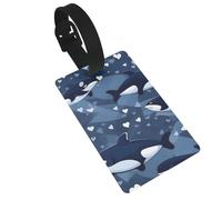 Dlxw Identifiant de bagage en PVC durable avec sangle amovible - Design compact, panneau d'informations personnelles, idéal pour les voyages et un usage quotidien - Killer Whale bleu