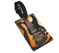 Dlxw Identifiant de bagage en PVC durable avec sangle détachable - Design compact, panneau d'informations personnelles, idéal pour les voyages et l'utilisation quotidienne pour guitare instrumentale
