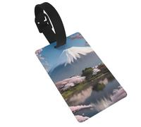 Dlxw Identifiant de bagage en PVC durable avec sangle détachable - Design compact, panneau d'informations personnelles, idéal pour les voyages et une utilisation quotidienne au mont Fuji au début du