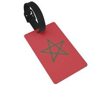 Dlxw Identifiant de bagage en PVC durable avec sangle détachable - Design compact, panneau d'informations personnelles, idéal pour les voyages et un usage quotidien. Drapeau du Maroc