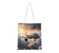 DLXW Joli sac fourre-tout léger et durable en toile de polyester recyclée, sac fourre-tout, sac d'épicerie de cuisine, portable multifonctionnel. Les avions sont en plein essor