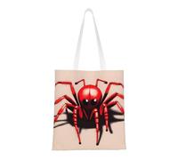 DLXW Joli sac fourre-tout léger et durable en toile de polyester recyclée, sac fourre-tout, sac d'épicerie de cuisine, portable multifonctionnel. Joli petit sac de courses araignée rouge