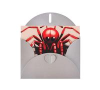 DLXW Jolie petite araignée rouge vierge avec enveloppe, carte de vœux, carte de remerciement, 15,2 x 10,2 cm, enveloppe grise