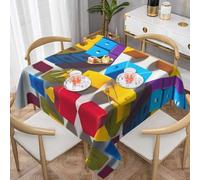 DLXW Nappe carrée - Tissu polyester élégant et durable qui protège les dessus de table des taches et des rayures, convient pour toutes les occasions. Blocs de construction colorés (152,4 x 152,4 cm)