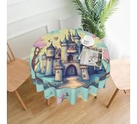 DLXW Nappe ronde en polyester imperméable de 152,4 cm - Idéale pour la décoration intérieure et extérieure, banquets, cafés, pique-niques et plus encore Château de conte de fées