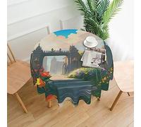 DLXW Nappe ronde en polyester imperméable de 152,4 cm - Idéale pour la décoration intérieure et extérieure, les banquets, les cafés, les pique-niques et plus encore à l'extérieur de la porte du