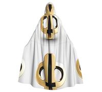 DLXW Renaissance Adulte Cape à Capuche Polyester Cape Victorienne Capelle Medieval Hobbit Halloween Costume Golden Pattern