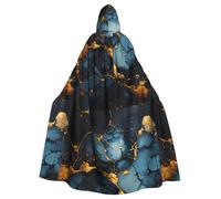 DLXW Renaissance adulte cape à capuche polyester cape victorienne capelle médiévale hobbit Halloween costume noir or marbré