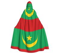 DLXW Renaissance adulte cape à capuche polyester cape victorienne capelle médiévale hobbit Halloween costume drapeau de la Mauritanie