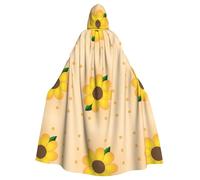 DLXW Renaissance adulte cape à capuche polyester cape victorienne capelle médiévale hobbit Halloween costume tournesol doré