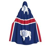DLXW Renaissance adulte cape à capuche polyester cape victorienne capelle médiévale hobbit Halloween costume wyoming drapeau de l'état