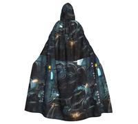 DLXW Renaissance adulte cape à capuche polyester cape victorienne capelle médiévale hobbit halloween costume futur robot