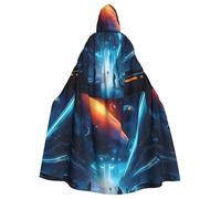 DLXW Renaissance adulte cape à capuche polyester cape victorienne capelle médiévale hobbit halloween costume science-fiction avenir