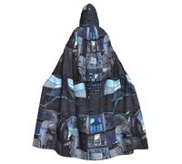 DLXW Renaissance adulte cape à capuche polyester cape victorienne capelle médiévale hobbit halloween costume cabine du futur