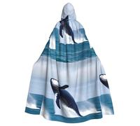 DLXW Renaissance adulte cape à capuche polyester cape victorienne capelle médiévale hobbit Halloween costume baleines en mer