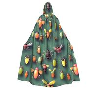 DLXW Renaissance adulte cape à capuche polyester cape victorienne capelle médiévale hobbit Halloween costume insecte atlas