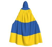DLXW Renaissance adulte cape à capuche polyester cape victorienne capelle médiévale hobbit Halloween costume drapeau de l'Ukraine