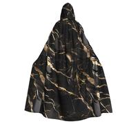 DLXW Renaissance adulte cape à capuche polyester cape victorienne capelle médiévale hobbit Halloween costume noir or marbre