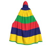 DLXW Renaissance adulte cape à capuche polyester cape victorienne capelle médiévale hobbit halloween costume drapeau de l'île Maurice