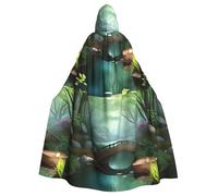 DLXW Renaissance adulte cape à capuche polyester cape victorienne capelle médiévale hobbit halloween costume petit pont dans l'est