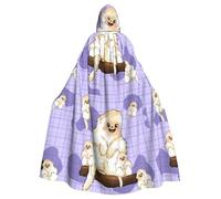 DLXW Renaissance adulte cape à capuche polyester cape victorienne capelle médiévale hobbit Halloween costume mignon singe doré