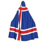 DLXW Renaissance adulte cape à capuche polyester cape victorienne capelle médiévale hobbit halloween costume drapeau de l'Islande