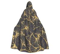 DLXW Renaissance adulte cape à capuche polyester cape victorienne capelle médiévale hobbit Halloween costume feuille d'or