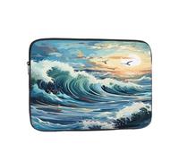 Dlxw Sacoche intérieure pour ordinateur portable 15" Protection tendance Légère et portable Antichoc Motif vague et mouette