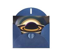 DLXW Superbe carte vierge Saturne avec enveloppe - Carte de vœux de remerciement - 15,2 x 10,2 cm - Enveloppe bleue