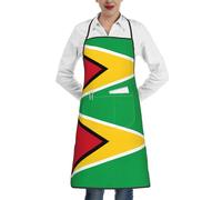 DLXW Tablier de chef professionnel réglable pour homme et femme, avec poches, parfait pour la cuisine Drapeau de la Guyane