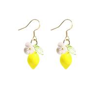 DLYFNVEV Boucles d'oreilles à tige faites à la main en perles de verre tchèque orange citron fraise importé pour femme, Laiton verre acrylique, Pas de gemme