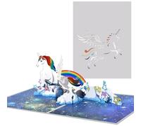 DLYMXGC Cartes pop-up licorne 3D avec carte vierge et enveloppe, cadeau idéal pour l'amitié, l'amour, un anniversaire de mariage, des moments spéciaux, une inspiration, un anniversaire, des vacances,