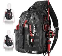 DLZFUDTY Sac De Peche,Sac A Dos De Peche Sac À Dos De Pêche avec Bandoulière Et Porte-Canne; Boîte, for Hommes Femmes(Incognito Camouflage)