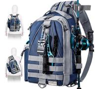 DLZFUDTY Sac De Peche,Sac A Dos De Peche Sac À Dos De Pêche avec Bandoulière Et Porte-Canne; Boîte, for Hommes Femmes(Blue)