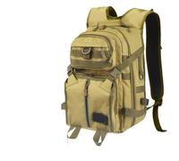 DLZFUDTY Sac De Peche,Sac A Dos De Peche Sac À Dos De Pêche Étanche avec Porte-Canne, Rangement Polyvalent en Tissu Oxford for La Ligne(Khaki-A)