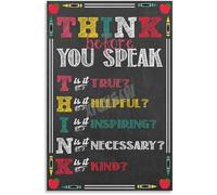 DLZHZDIH Childrens Bedroom Decor THINK Before You Speak Poster SEL Social Emotional Learning Canvas Wall-Art Unframed,16x24inch(40x60cm)
