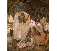 DLZJYIQV Célèbre Imprimé sur Toile Peinture Motif Femmes de Blidah le jour du Prophète Algérie par Frederick Arthur Bridgman Murales en Toile Pour la Décoration de Bureau 60x90cm