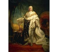 DLZJYIQV Célèbre Imprimé sur Toile Peinture Motif Portrait de Louis Xviii de France avec la robe du couronnement par le baron Pierre Narcisse Guerin Murales en Toile 60x90cm