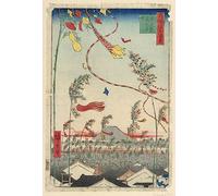DLZJYIQV De Célèbres Tableaux Images sur Toile Photo d'art Mural Ville prospère avec le festival Tanabata de la série Cent vues d'Edo par Ando Hiroshige Pour les Décorations pour la Maison 60x90cm
